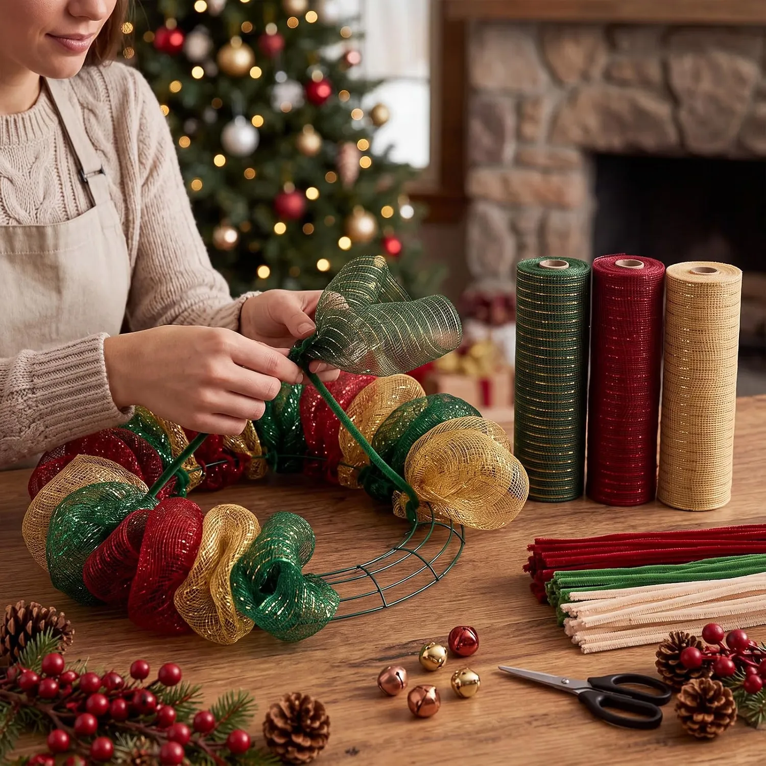 1 rol ruitvormig lint voor ker - Home Textiles & Decorations recensie en prijs